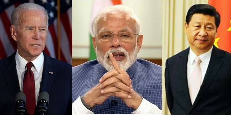 भारत के पीएम नरेंद्र मोदी, अमेरिका के राष्ट्रपति जो बायडन व चीन के राष्ट्रपति शी जिनपिंग (फाइल फोटो)