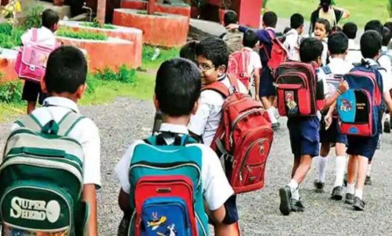 स्कूली बैग के साथ बच्चे