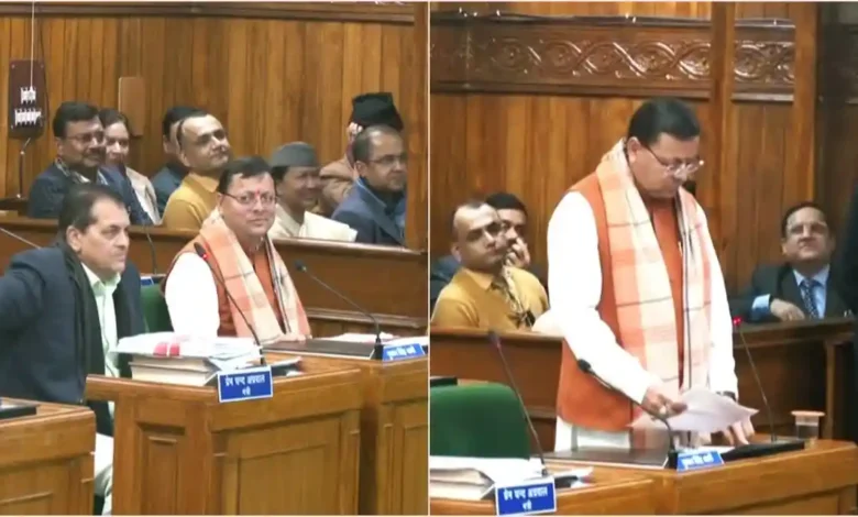 उत्तराखंड विधानसभा में यूसीसी विधेयक को पेश करते हुए सीएम पुष्कर सिंह धामी