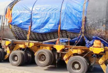 विशाल शिवलिंग, 110 चक्कों का ट्रेलर, चेन्नई से चंपारण शिवलिंग, विराट रामायण मंदिर चंपारण, 1.80 लाख किलो शिवलिंग, NH-44 शिवलिंग यात्रा, महावीर मंदिर ट्रस्ट, Champaran Shiva Lingam, Chennai to Champaran Shiva Lingam, Giant Shiva Lingam India, Virat Ramayan Temple Champaran, 110 wheel trailer Shiva Lingam